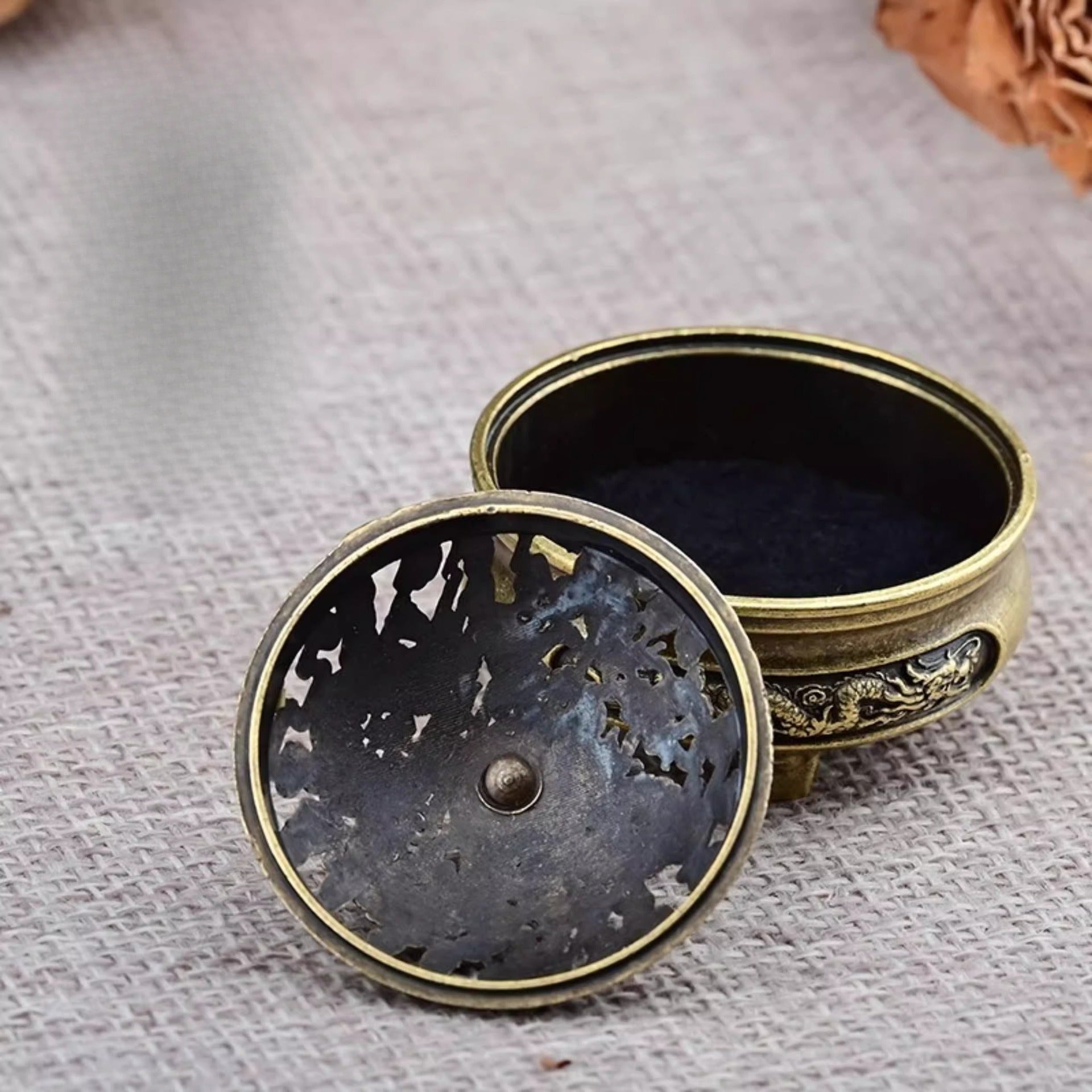 Dragon & Phoenix Brass Alloy Mini Incense Burner | Portable Tri-Leg Censer for Travel, Altar & Meditation | Zenith Censer