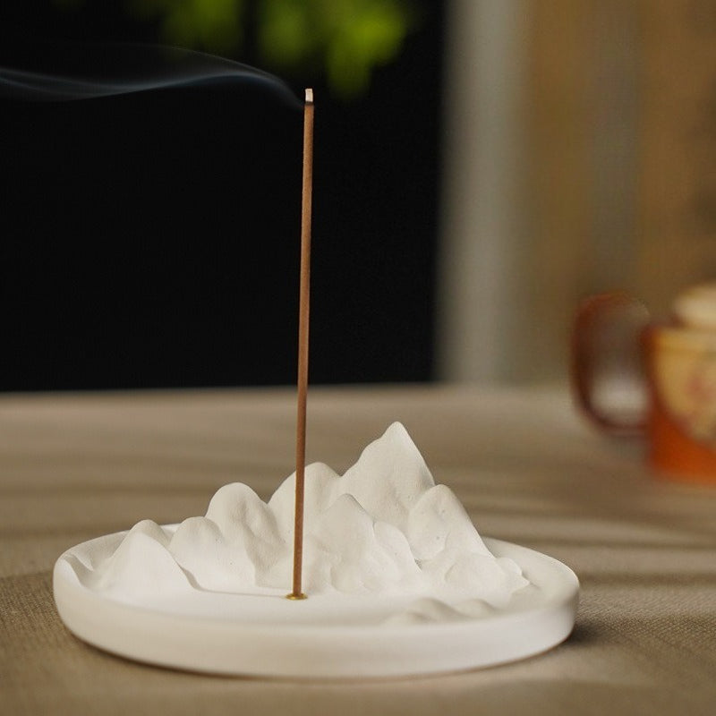 A Thousand Miles of Mountains Plaster Incense Holder | Hand-Carved Incense Tray & Altar Art | Minimalist Zen | Zenith Censer