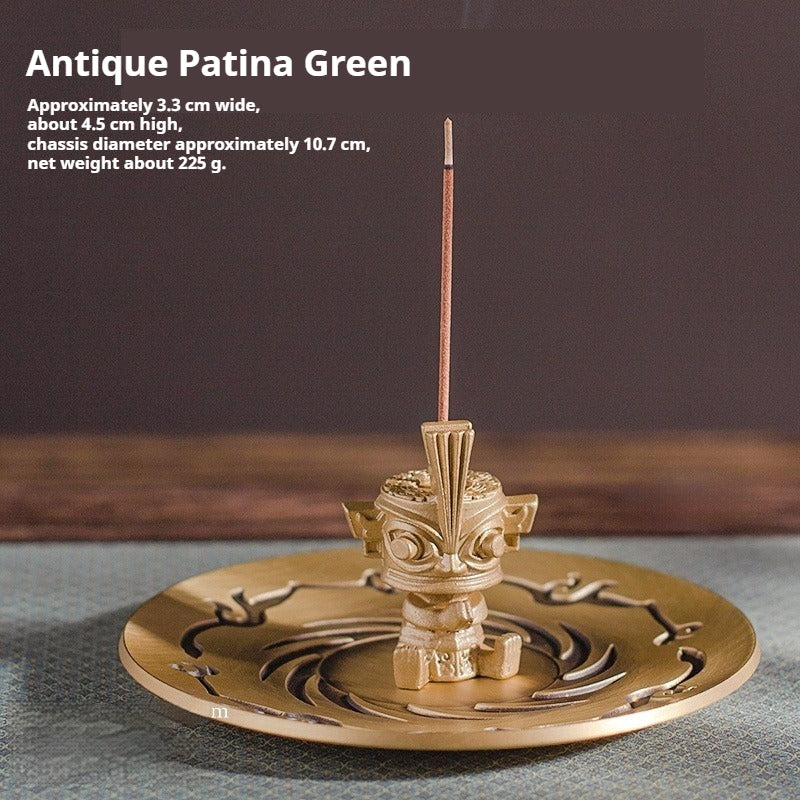 Sanxingdui Bronze Figure Incense Burner | Ancestral-Inspired Standing Incense Holder with Premium Incense | Zenith Censer