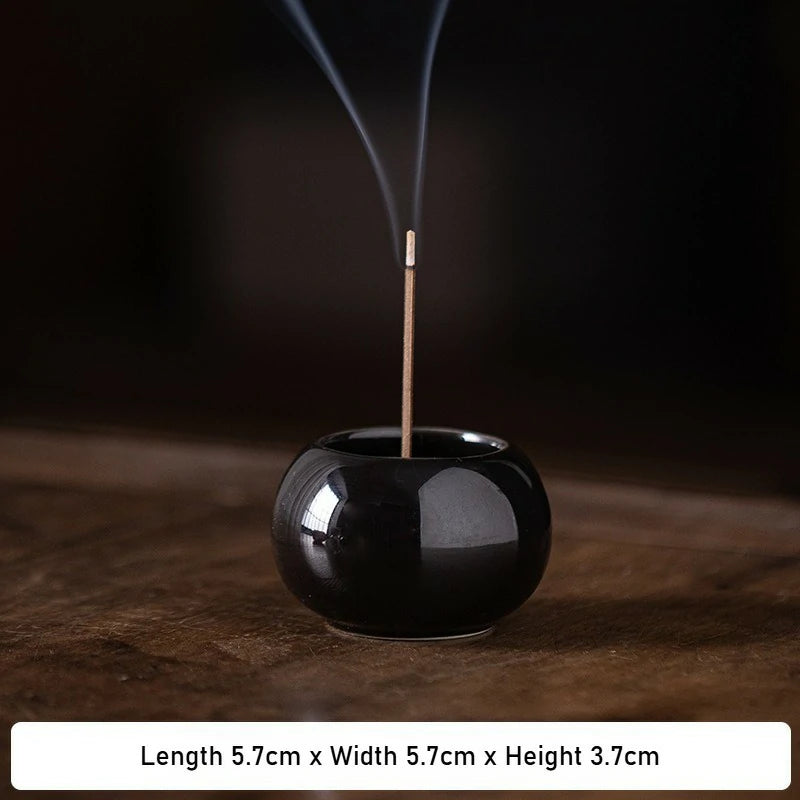 Ash Glaze ‘Hundred Blessings’ Jar Incense Burner | Ceramic Stick Incense Holder & Altar Piece | Multi-Color Sets | Zenith Censer