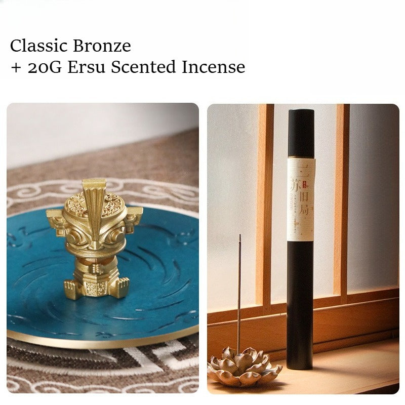 Sanxingdui Bronze Figure Incense Burner | Ancestral-Inspired Standing Incense Holder with Premium Incense | Zenith Censer