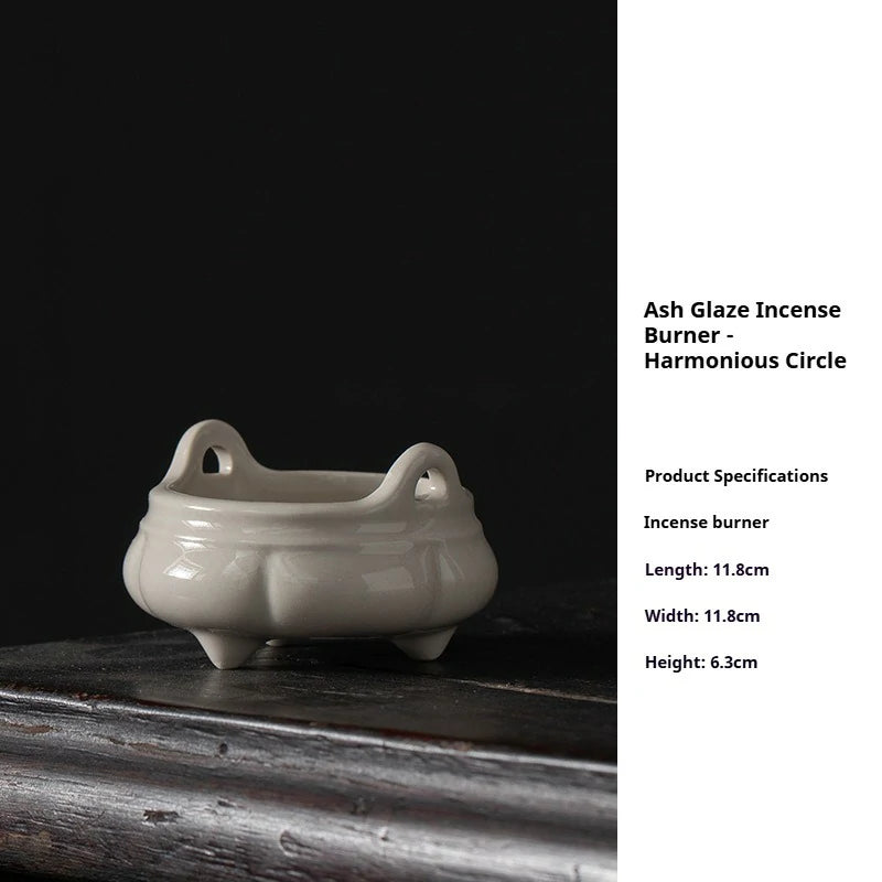 Artisan Ash Glaze Triple-Foot Incense Burner | Small Ceramic Incense Holder for Desk & Altar | Zenith Censer