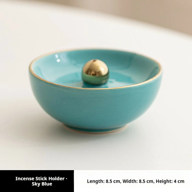 Artisan-Glazed Ceramic Incense Stick Holder | Modern Minimalist Burner for Desk Altar & Meditation | Zenith Censer - 6 Colors