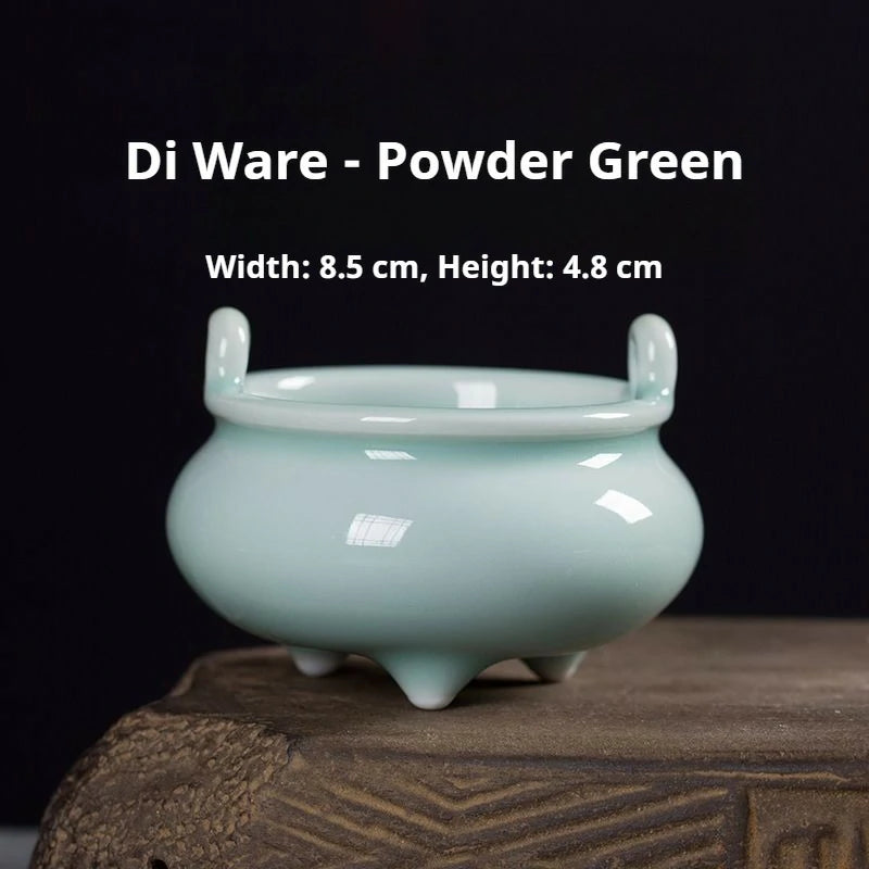 Handmade Longquan Celadon Incense Burner | Ge Ware Crackle Glaze Ceramic | Tea Incense & Altar Tool