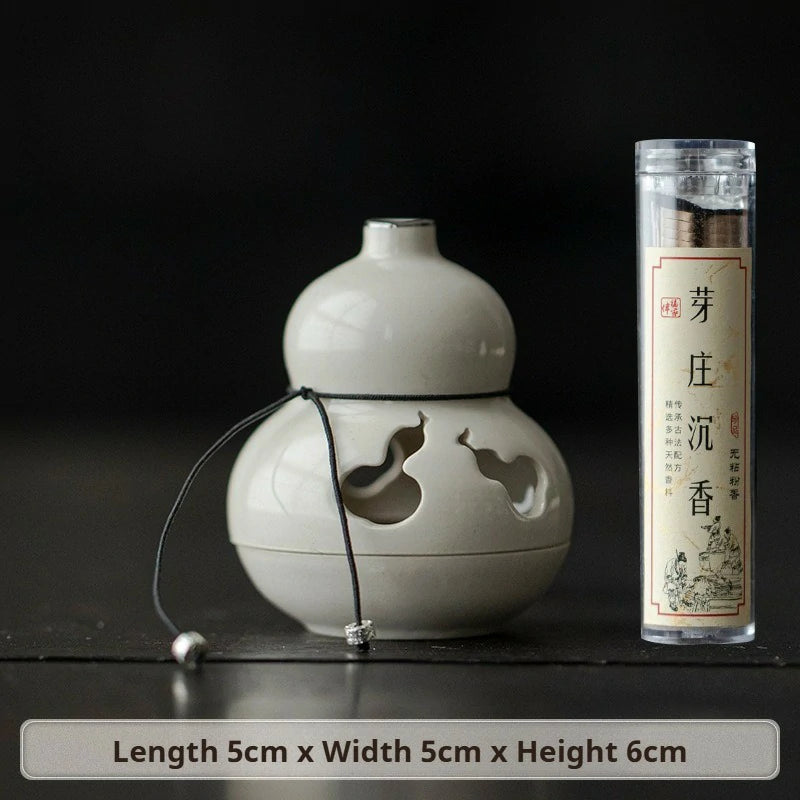 Zenith Censer Mini “Fortune” Coil Incense Burner Set - Ceramic Altar Dish with Artisan Incense | For Desk Meditation, Zen Decor & Gift