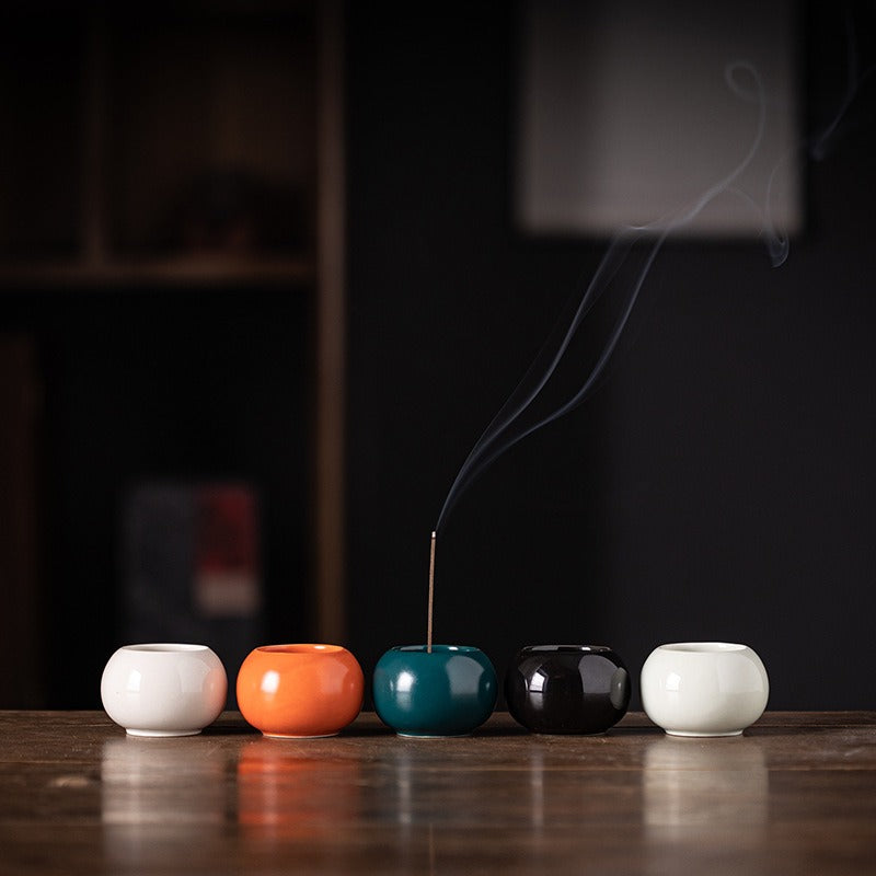 Ash Glaze ‘Hundred Blessings’ Jar Incense Burner | Ceramic Stick Incense Holder & Altar Piece | Multi-Color Sets | Zenith Censer