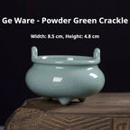Handmade Longquan Celadon Incense Burner | Ge Ware Crackle Glaze Ceramic | Tea Incense & Altar Tool