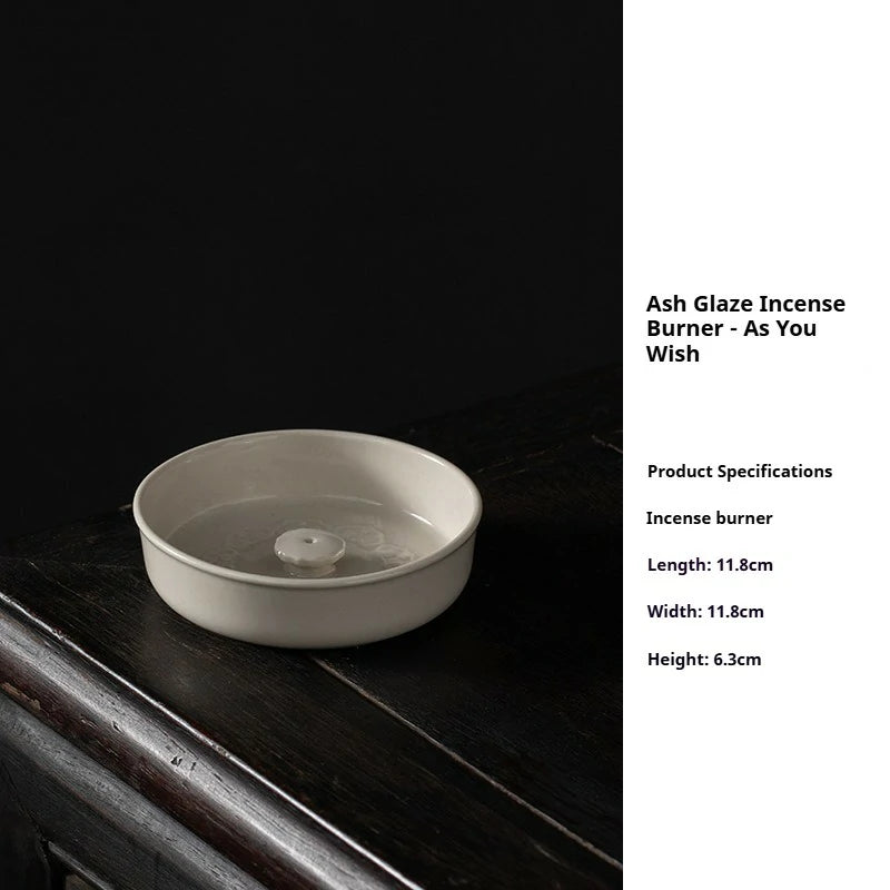 Artisan Ash Glaze Triple-Foot Incense Burner | Small Ceramic Incense Holder for Desk & Altar | Zenith Censer