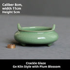 Ceremonial Double-Handled Tripod Censer | Crackle Glaze & Plain Ceramic Altar Incense Burner for Buddha/Meditation | Zenith Censer