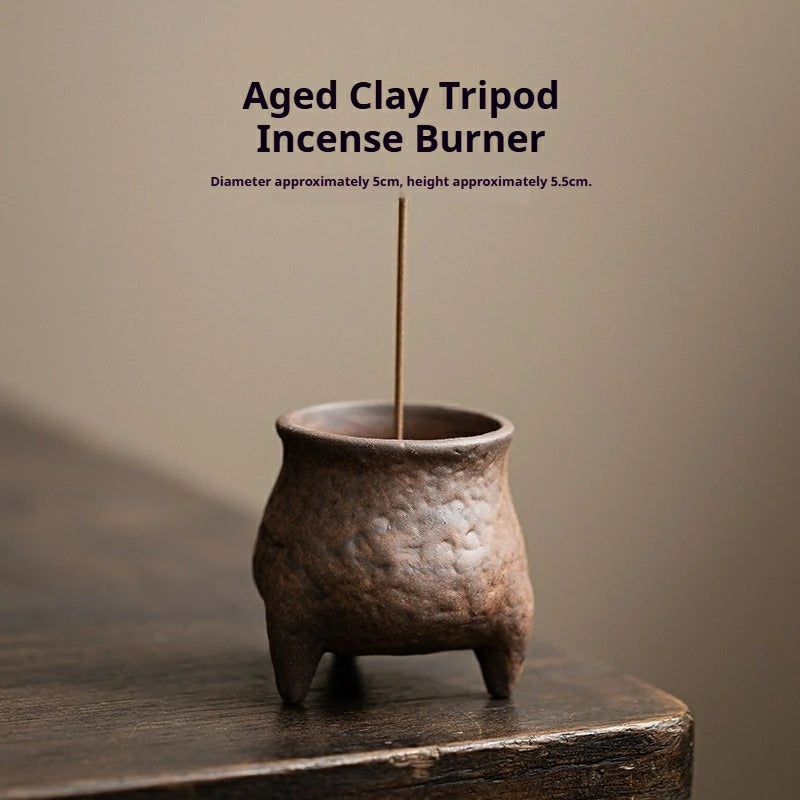 Aged Clay Tripod Incense Burner, Small | Vintage Incense Holder for Tea Ceremony & Meditation | Hand-Finished Ceramic | Zenith Censer
