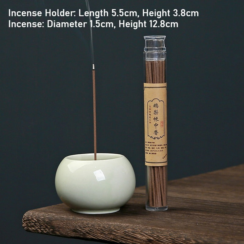 Ash Glaze ‘Hundred Blessings’ Jar Incense Burner | Ceramic Stick Incense Holder & Altar Piece | Multi-Color Sets | Zenith Censer