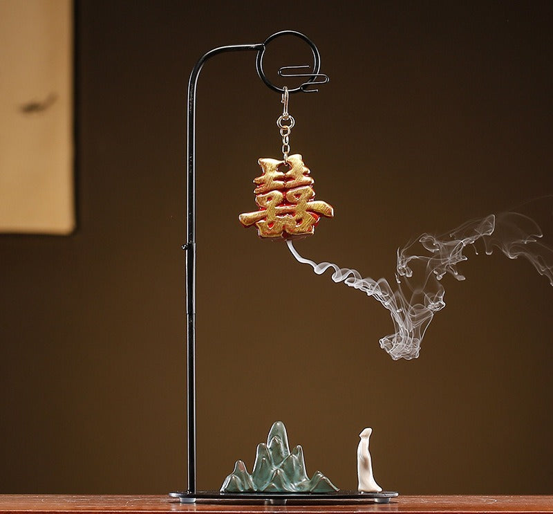 Chinese Reverse-Flow Incense Burner Set | Waterfall Smoke Ceremony with Auspicious Designs | Includes Cones | Zenith Censer
