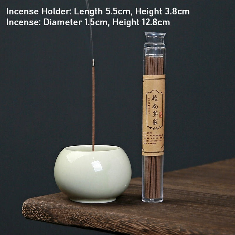 Ash Glaze ‘Hundred Blessings’ Jar Incense Burner | Ceramic Stick Incense Holder & Altar Piece | Multi-Color Sets | Zenith Censer