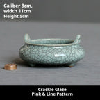 Ceremonial Double-Handled Tripod Censer | Crackle Glaze & Plain Ceramic Altar Incense Burner for Buddha/Meditation | Zenith Censer