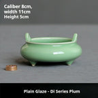 Ceremonial Double-Handled Tripod Censer | Crackle Glaze & Plain Ceramic Altar Incense Burner for Buddha/Meditation | Zenith Censer