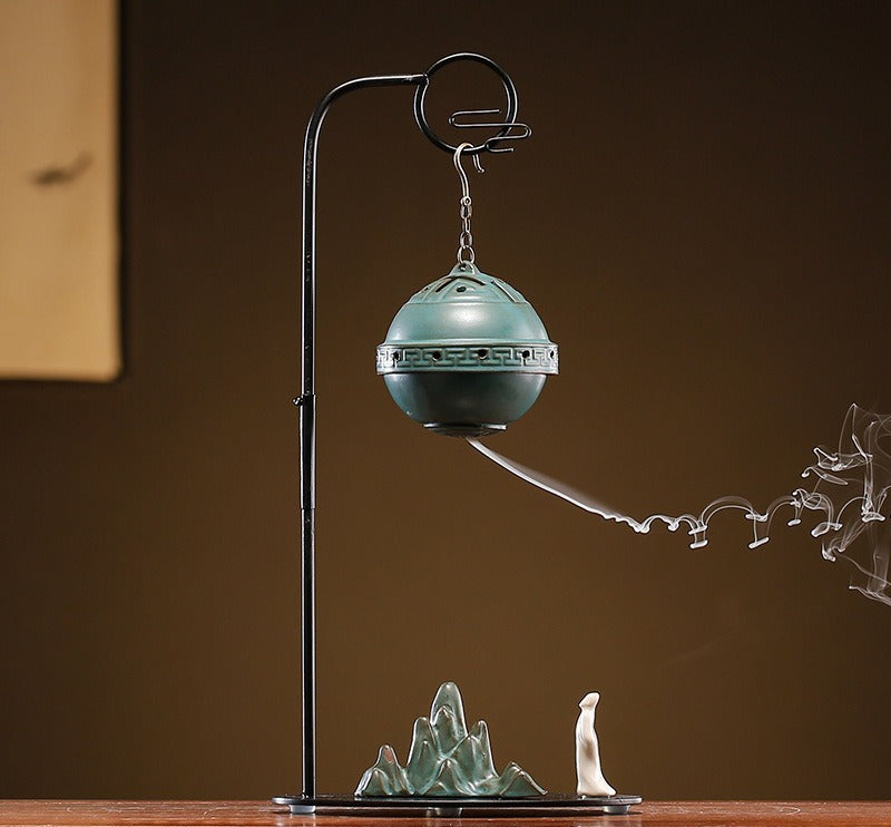 Chinese Reverse-Flow Incense Burner Set | Waterfall Smoke Ceremony with Auspicious Designs | Includes Cones | Zenith Censer