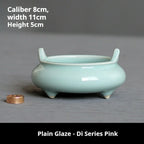 Ceremonial Double-Handled Tripod Censer | Crackle Glaze & Plain Ceramic Altar Incense Burner for Buddha/Meditation | Zenith Censer