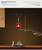 Chinese Reverse-Flow Incense Burner Set | Waterfall Smoke Ceremony with Auspicious Designs | Includes Cones | Zenith Censer