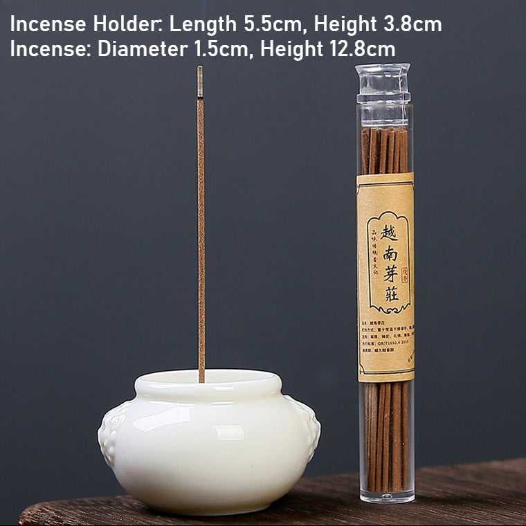 Ash Glaze ‘Hundred Blessings’ Jar Incense Burner | Ceramic Stick Incense Holder & Altar Piece | Multi-Color Sets | Zenith Censer
