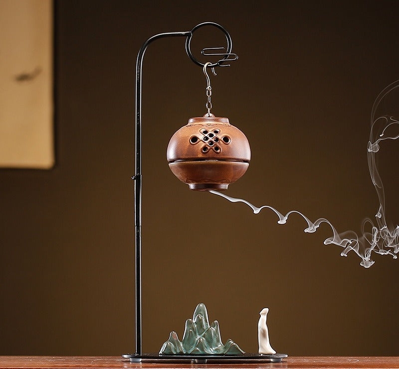 Chinese Reverse-Flow Incense Burner Set | Waterfall Smoke Ceremony with Auspicious Designs | Includes Cones | Zenith Censer