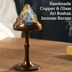 Handmade Copper & Glass Art Boshan Incense Burner | Large Incense Altar for Meditation & Tea Ceremony | Collectible Gift Set by Zenith Censer