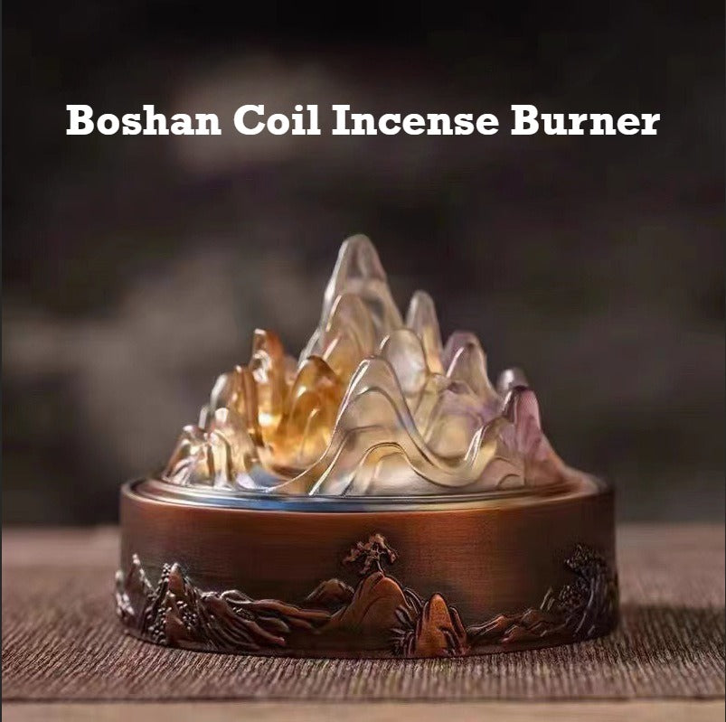 Artisan Glass Incense Burner with Copper Base | Boshan Style Censer for Coil Incense & Meditation | Zenith Censer