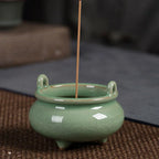 Handmade Longquan Celadon Incense Burner | Ge Ware Crackle Glaze Ceramic | Tea Incense & Altar Tool