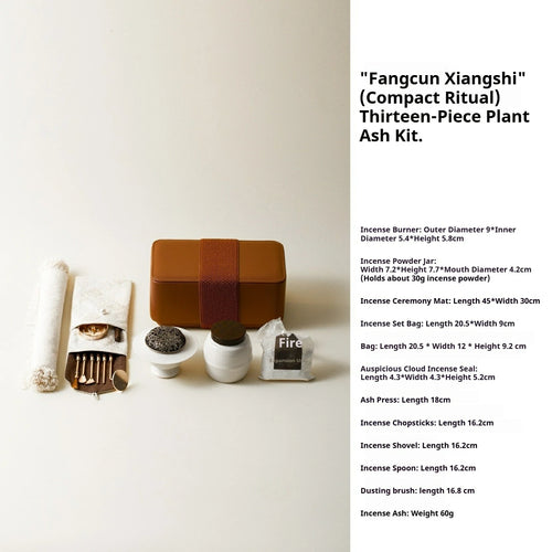 Artisan Brass Incense Seal Kit with Plant Ash | Portable Travel Set for Censing | Includes Leather Case - Zenith Censer