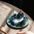 “A Thousand Li of Rivers and Mountains” Ceramic Incense Burner | Backflow & Stick Incense Holder | New Chinese Style Zen Decor for Home & Tea Table