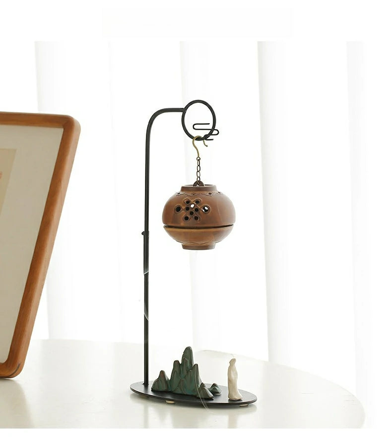 Chinese Reverse-Flow Incense Burner Set | Waterfall Smoke Ceremony with Auspicious Designs | Includes Cones | Zenith Censer