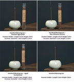 Ash Glaze ‘Hundred Blessings’ Jar Incense Burner | Ceramic Stick Incense Holder & Altar Piece | Multi-Color Sets | Zenith Censer
