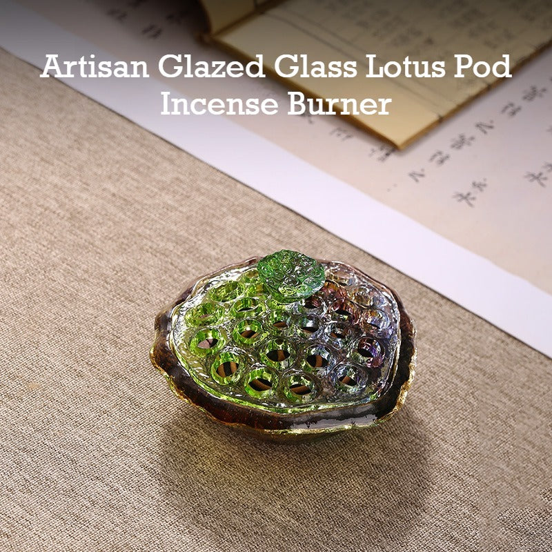 Artisan Glazed Glass Lotus Pod Incense Burner | Modern Censer for Coil Incense & Meditation | Zenith Censer