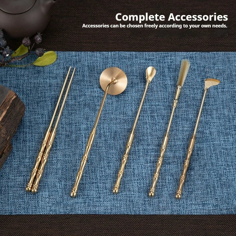 Complete Brass Incense Ritual Set | 11-Piece Artisan Tools (Incense Scoop, Ash Press, Censer) for Meditation & Zen | Zenith Censer