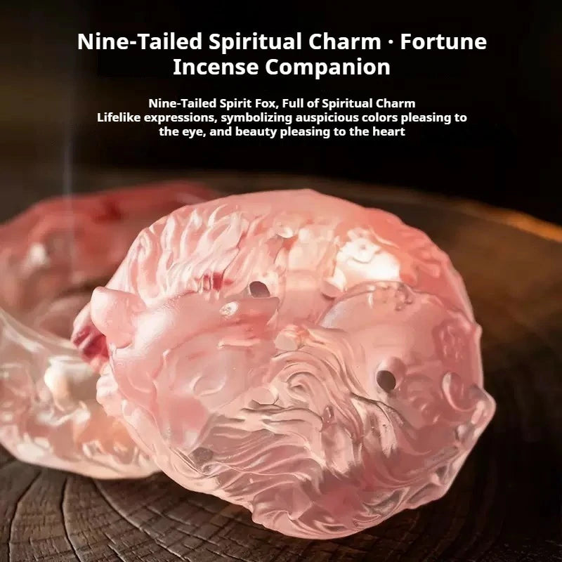 Nine-Tailed Fox Glass Incense Burner Set | Hand-blown Glass Censer for Sticks & Cones | Zenith Censer