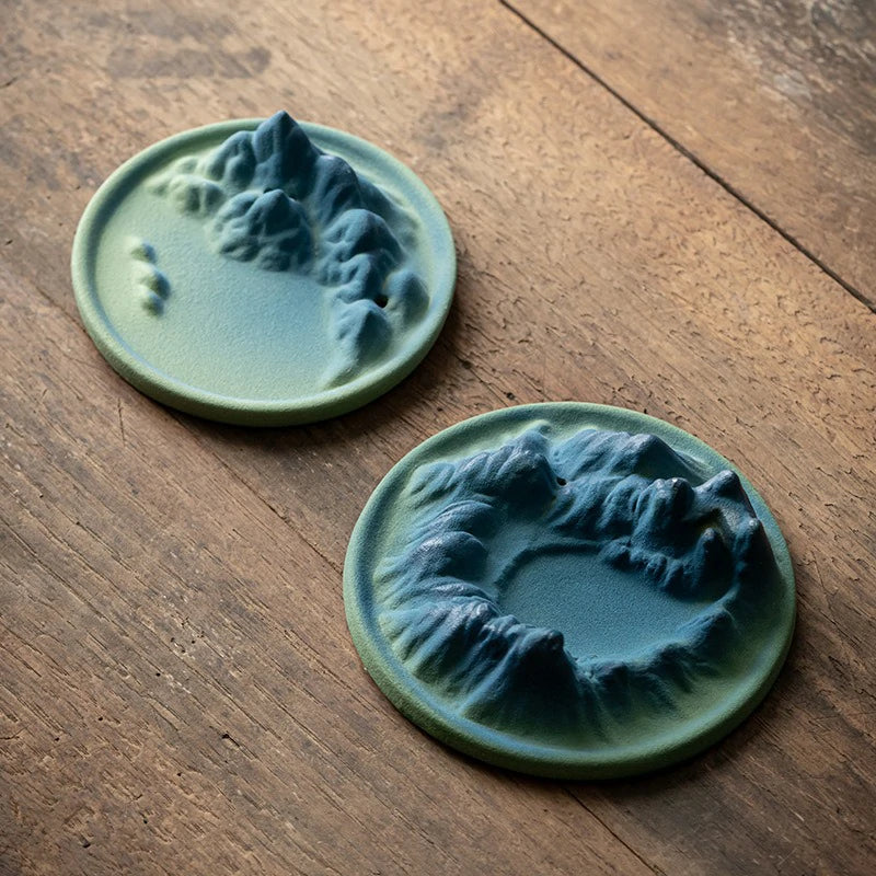 “A Thousand Li of Rivers and Mountains” Ceramic Incense Burner | Backflow & Stick Incense Holder | New Chinese Style Zen Decor for Home & Tea Table