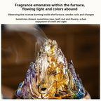 Handmade Copper & Glass Art Boshan Incense Burner | Large Incense Altar for Meditation & Tea Ceremony | Collectible Gift Set by Zenith Censer