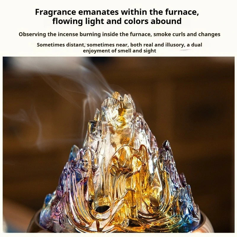 Handmade Copper & Glass Art Boshan Incense Burner | Large Incense Altar for Meditation & Tea Ceremony | Collectible Gift Set by Zenith Censer