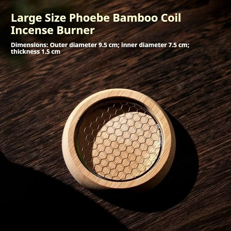 Natural Phoebe Bamboo Incense Holder | Coil Incense Burner with Cloud Design | Minimalist Zen Altar Tool | Zenith Censer
