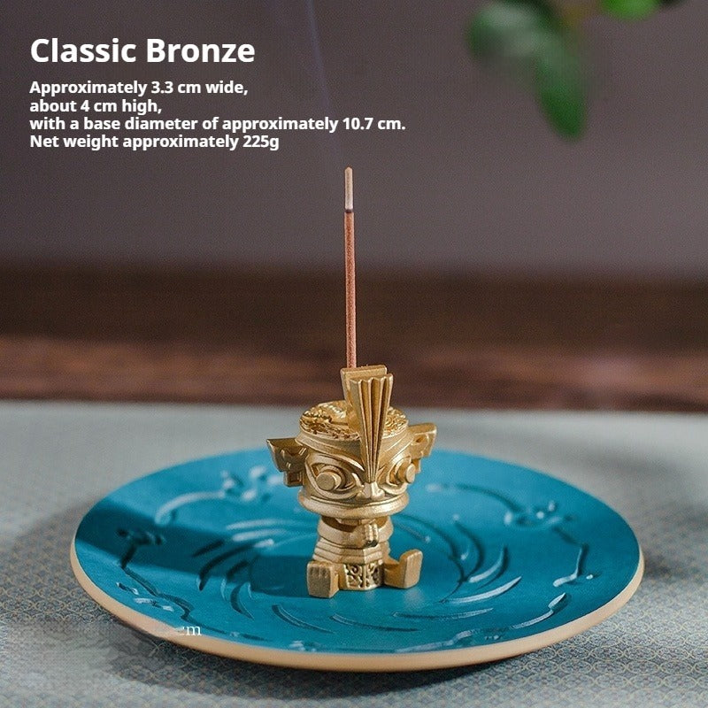 Sanxingdui Bronze Figure Incense Burner | Ancestral-Inspired Standing Incense Holder with Premium Incense | Zenith Censer