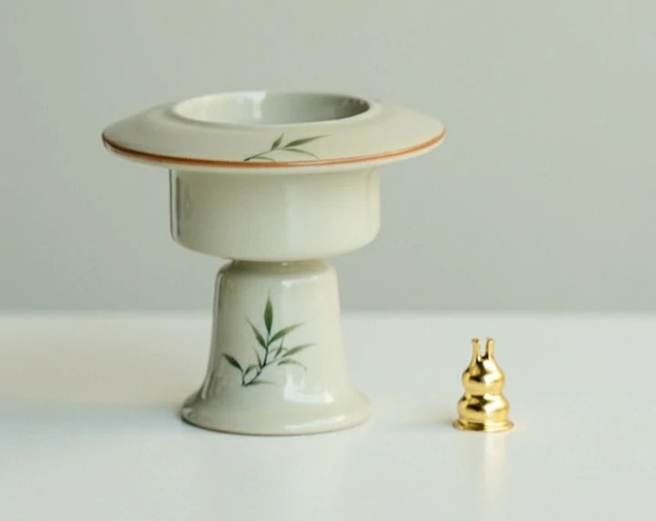 Hand-Painted Ash Glaze Travel Censer Set | Portable Incense Altar with 9-Hole Holder | Classical Chinese Design | Zenith Censer