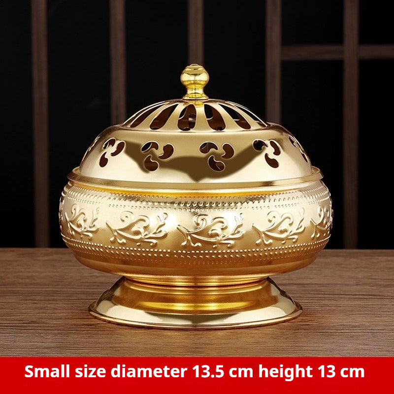 24-Hour Coil Incense Holder ‘Eternal Guardian’ | Alloy Stand for Continuous Fragrance | Gold/Antique Bronze | Zenith Censer