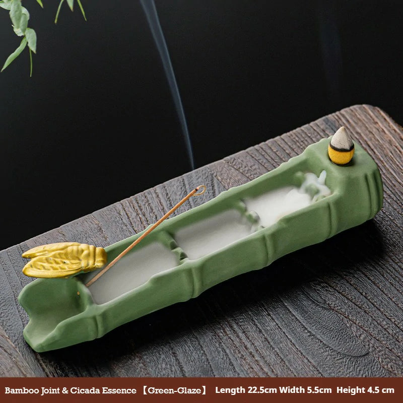 Artisan Ceramic ‘Reverse Flow’ Incense Burner | ‘A Thousand Li of Rivers and Mountains’ Series | Zenith Censer for Meditation & Tea Ceremony
