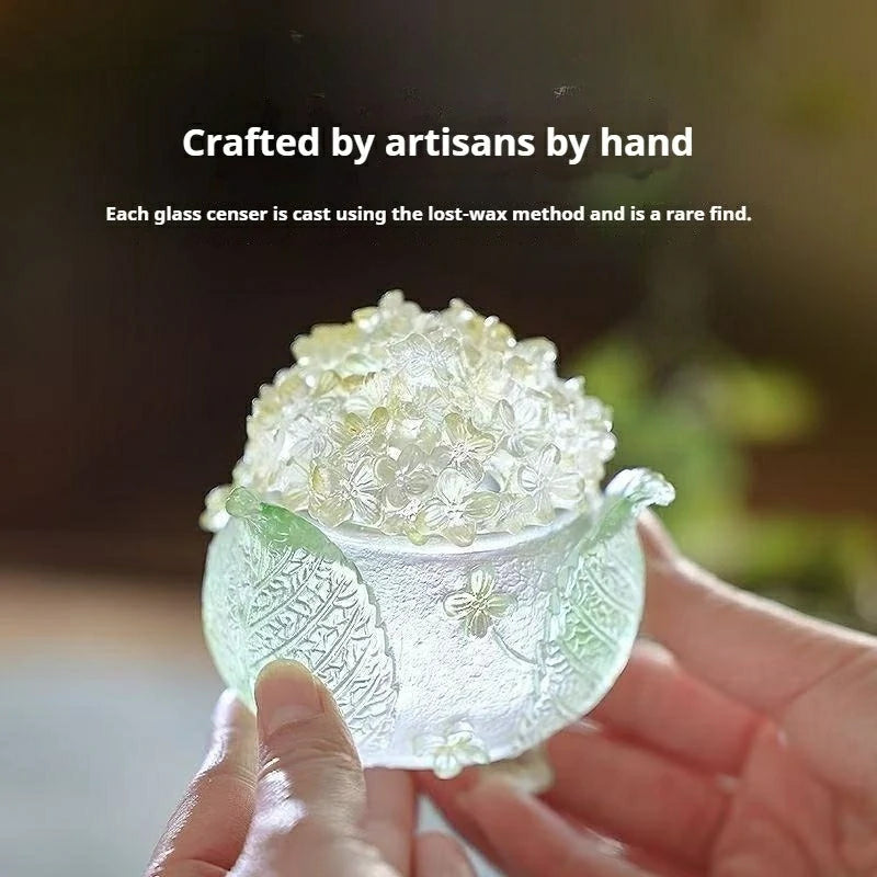 ‘Twelve Blossom Deities’ Pink Butterfly Glass Incense Burner | Intangible Heritage Craft, New Chinese Style | Zenith Censer