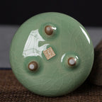 Handmade Longquan Celadon Incense Burner | Ge Ware Crackle Glaze Ceramic | Tea Incense & Altar Tool