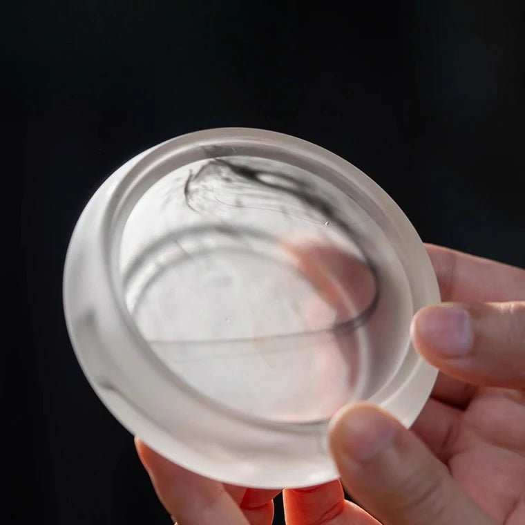 Hand-Blown Glass Incense Burner with Ink Wash Pattern | Coil & Powder Incense Holder for Meditation, Tea Ceremony | Zenith Censer