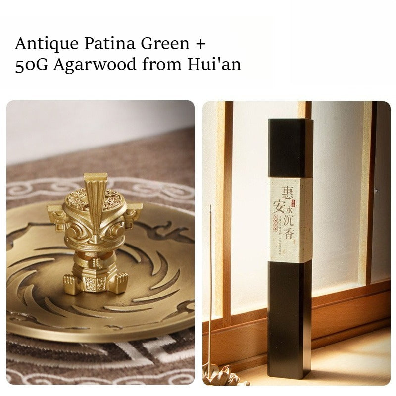 Sanxingdui Bronze Figure Incense Burner | Ancestral-Inspired Standing Incense Holder with Premium Incense | Zenith Censer