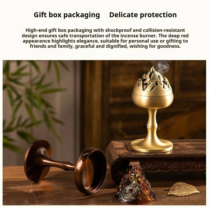 Handmade Copper & Glass Art Boshan Incense Burner | Large Incense Altar for Meditation & Tea Ceremony | Collectible Gift Set by Zenith Censer