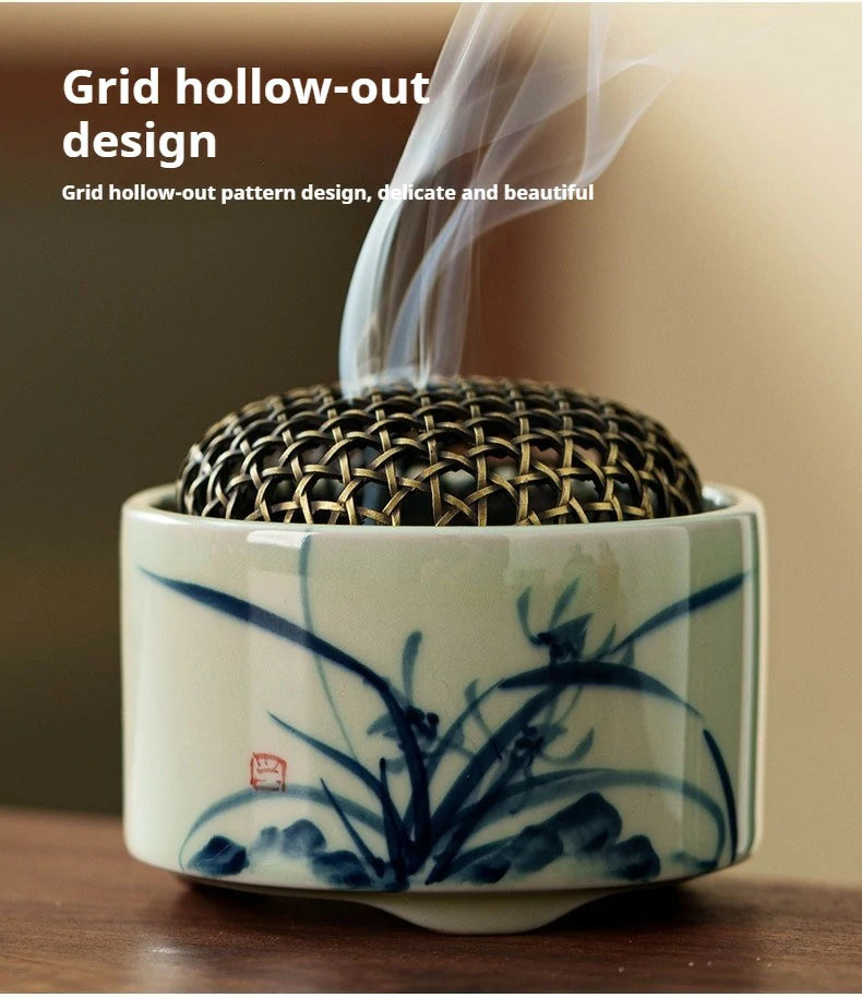 Hand-Painted Blue & White Porcelain Incense Burner | Chinese Landscape Ceramic Censer | Multiple Auspicious Designs | Zenith Censer
