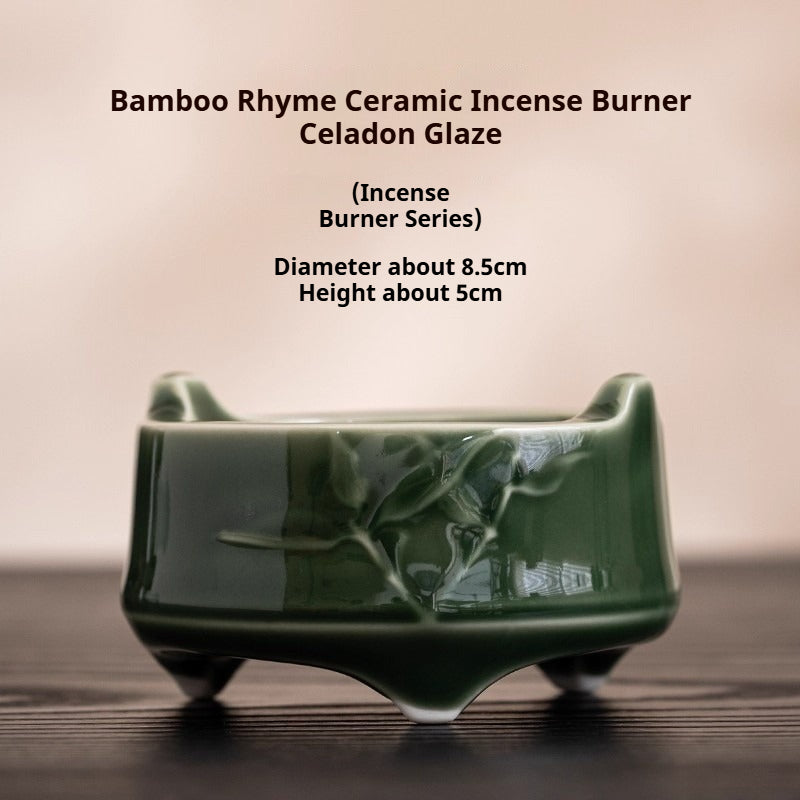 Bamboo Rhyme Ceramic Incense Burner | Modern Tri-Leg Censer for Stick & Coil Incense | Zen Home Decor | Zenith Censer