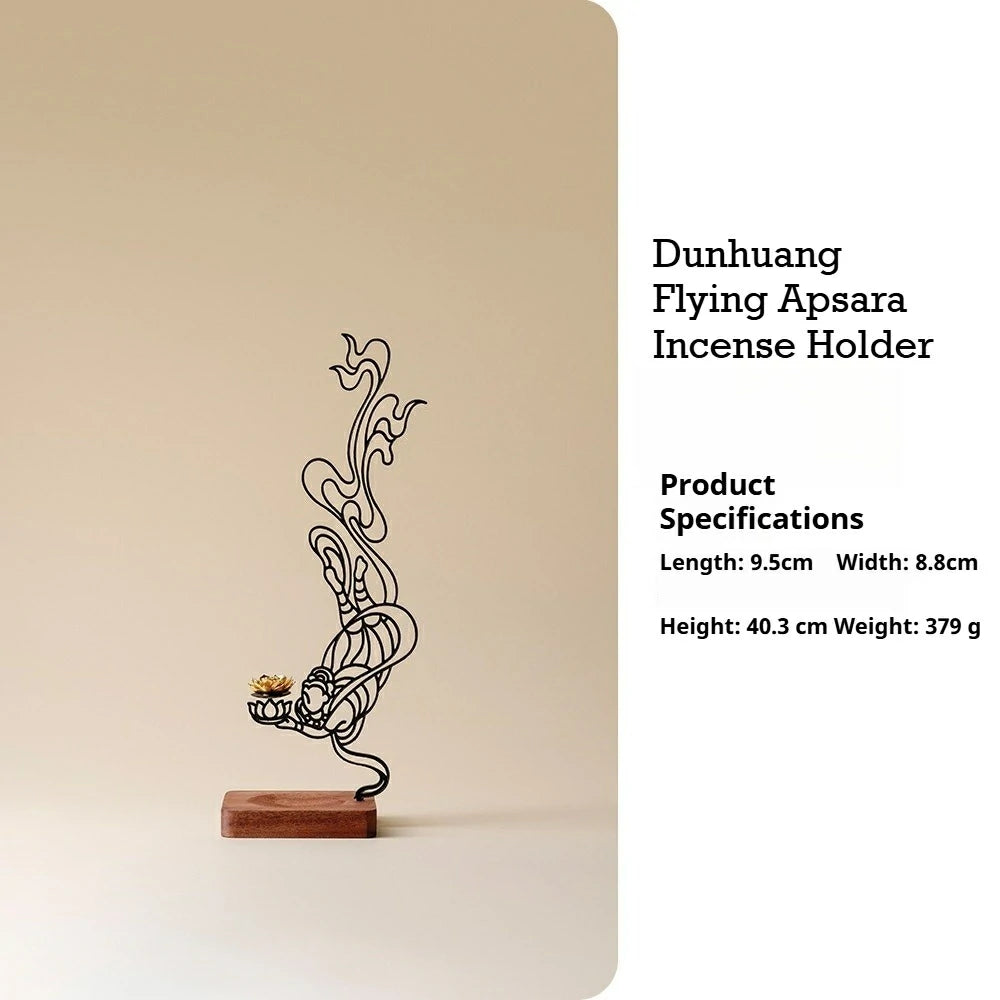 Dunhuang Flying Apsara Incense Holder | Hand-Painted Iron Art Incense Stick Holder for Meditation & Home Altar | Zenith Censer